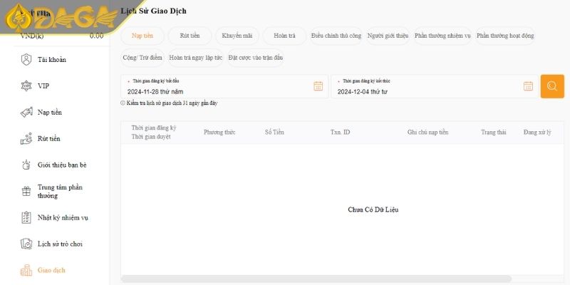 Chơi Có Trách Nhiệm Daga Đảm Bảo An Toàn Cho Người Chơi 2 Lịch sử giao dịch đặt cược tại DAGA